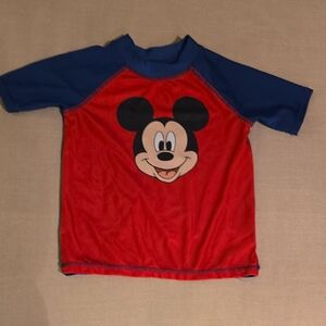 Disney Mickey Mouse Red and Blue Kids Rashguard Swim Top